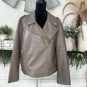 Mark Alan New York Women's Moto Faux Leather Biker Jacket Gray Size XL